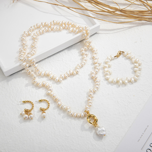 Bộ Trang Sức Mạ Vàng Thời Trang Mới 2022 Quà Tặng Cho Nữ Vòng Cổ Ngọc Trai Đám Cưới Vòng Tay Hoa Tai Bộ Sang Trọng Tiệc Tiệc Tùng - Product Image 1