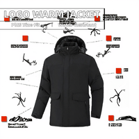 Manteau coupe-vent imperméable à capuche avec logo personnalisé veste longue et chaude fermeture à glissière caractéristique grande taille pour la saison d'hiver pour l'extérieur