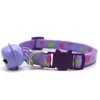 Collier réglable pour chien et chat en polyester, motif à pois, couleur unie, avec clochette et boucle de fermeture, multicolore