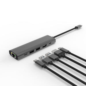 6 trong 1 loại C Adapter với <span class=keywords><strong>USB</strong></span> <span class=keywords><strong>2</strong></span>.0 4K HDMI Gigabit Ethernet PD sạc Docking Station <span class=keywords><strong>USB</strong></span> <span class=keywords><strong>Hub</strong></span> - Product Image 1