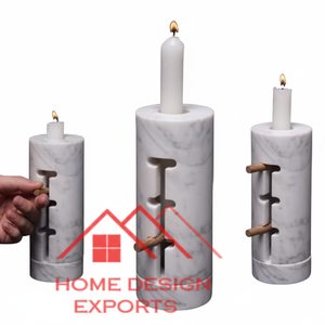 Dernier modèle Pilier en marbre blanc Hauteur réglable pour bougie de Noël Table Décoration votive T-Light Holder Table Top - Product Image 1