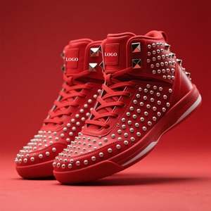 OEM ODM Fabrication de baskets personnalisées pour hommes Chaussures de basket-ball montantes à pointes en acier DIY Chaussures cloutées avec rivet en strass - Product Image 2