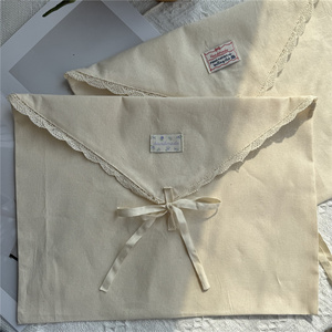 Bolsa de algodón tipo sobre con etiqueta personalizada CH, con lazo de cinta y ribete de encaje, bolsa con solapa de algodón muselina, embalaje para ropa, bolsa guardapolvo de algodón - Product Image 2