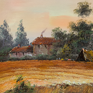 20 In× 24 in arte 100% dipinti ad olio dipinti a mano Design classico campo blu incorniciato arte della parete per soggiorno in stile Art déco - Product Image 1