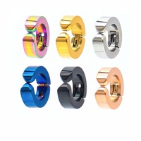 Fausse Boucle d'Oreille en Acier Inoxydable, Clip d'Oreille Cercle, Manchette d'Oreille sans Perçage, Créole à Clipser pour Homme
