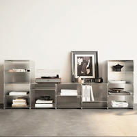 Meuble modulaire en acier inoxydable, style industriel, texture brossée minimaliste, table de rangement, table de chevet, table basse, combinaison libre