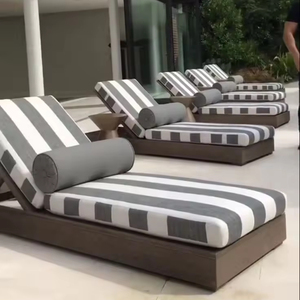 Directo de fábrica Tumbona de madera Jardín al aire libre Resort Ocio Hotel Piscina Tumbona <span class=keywords><strong>Playa</strong></span> Silla reclinable con cojín - Product Image 2