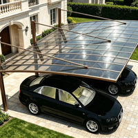 Tettoia Cantilever Multipla per Auto in Alluminio e Policarbonato con Telaio Bronzo, Riparo per Parcheggio Auto Resistente ai Raggi UV, Personalizzabile