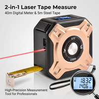 Télémètre laser numérique industriel Lonnmeter M6 40m 2-en-1 avec ruban à mesurer 5m, mesure de distance électronique intelligente haute précision