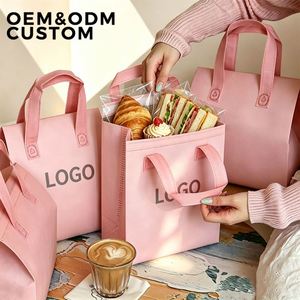 Sac isotherme personnalisé de haute qualité avec logo rose pour bubble tea, café, aliments, gâteaux, à emporter, sac isotherme en aluminium - Product Image 2
