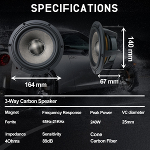 Ensemble de haut-parleurs de voiture 3 voies de 6,5 pouces, kit audio triaxial haute performance, construction robuste, son professionnel - Product Image 2