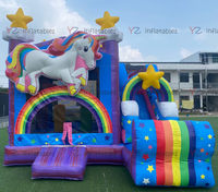 Château gonflable extérieur YZ Inflatables en PVC avec double toboggan, structure de saut et toboggan aquatique pour fêtes