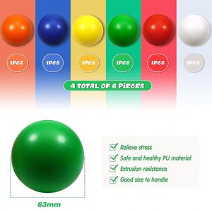 Balle anti-stress personnalisée de 63 mm de diamètre, logo imprimé, cadeaux promotionnels, balle anti-stress ronde en mousse PU lisse, jouets anti-stress - Product Image 2
