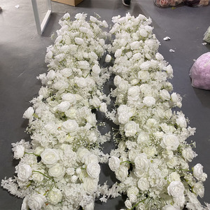 Chemin de table M-FR130 personnalisé, chemin de table en fleurs de soie, chemin de table en fleurs artificielles, fleurs de sol pour mariage, décoration de la maison - Product Image 5