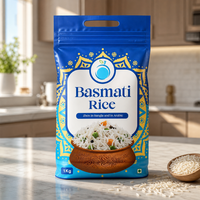 Sacs d'emballage personnalisés imprimés refermables de 1 kg, 2 kg, 5 kg, en plastique, type pochette à fond plat, pour riz, avec fenêtre et poignée en plastique