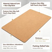 Grand tapis de bureau en liège naturel, tapis de souris en liège écologique antidérapant, protection de table facile à nettoyer pour le bureau à domicile