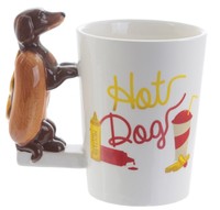 Tasse en céramique en forme de teckel peinte à la main en 3D, tasse à eau pour chiot animal en trois dimensions