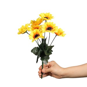 Bouquet de tournesols artificiels en PVC, pétales entiers, plante entière, décoration intérieure, arrangement floral - Product Image 5