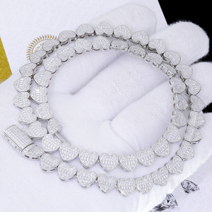 Nuoya תכשיטים שרשרת טניס בצורת לב יהלום יהלום צבע vs vs missanite שרשרת נצנצים לנשים - Product Image 2