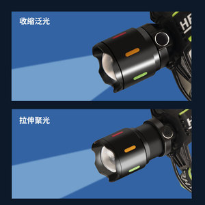 ไฟหน้าแบบ LED ชาร์จไฟได้ ชาร์จผ่าน USB ปรับโฟกัสได้ ความสว่างสูง สำหรับไฟตกปลากลางแจ้ง - Product Image 2