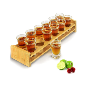Juego de Vasos de Chupito al por Mayor con Soporte de Bambú para Tequila, Whisky, Brandy, Vodka y Ron - Product Image 1