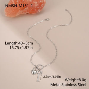 Collar con Candado de Corazón de Acero Inoxidable, Venta Caliente Transfronteriza, Diseño Simple, Deportivo, Versátil, de Lujo Ligero para Mujer - Product Image 6