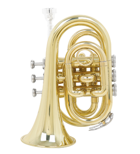 बी टोन के साथ ब्रांड गोल्ड लेसर जेब तुरही पीतल उपकरण - Product Image 1