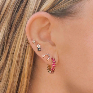 Pendientes de Plata de Ley S925 ROXI con Circonita Bicolor y Flor de Cristal de Doble Pétalo - Product Image 3