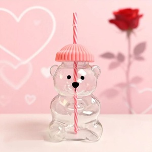 <span class=keywords><strong>Tazza</strong></span> in Vetro Borosilicato Stile Ins con Logo Personalizzato, 20 OZ, Orsetto <span class=keywords><strong>Rosa</strong></span>, con Coperchio e Cannuccia, Regalo per San Valentino - Product Image 5