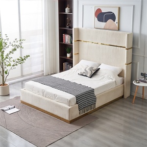 <span class=keywords><strong>Sommier</strong></span> en tissu velours moderne avec <span class=keywords><strong>lattes</strong></span> en bois, taille Queen ou King, rembourrage doux, lit plateforme pour hôtel, avec rangement - Product Image 6