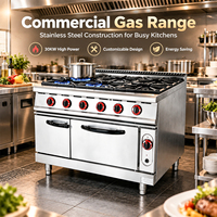 Cuisinière à gaz commerciale à 4 brûleurs avec four pour hôtels et restaurants 1050x700x930mm en acier inoxydable Garantie 1 an