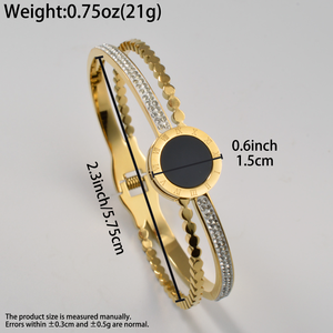 Fashion Bangles Stainless 18k <b>Gold</b> Shell Face Encrusted Zircon Serrated Edge Retro Durable Premium 18k Plated Womens Luxury - Product Image 6