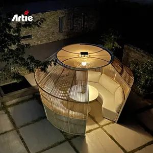 Artie Высококачественная уличная мебель, садовый диван, водонепроницаемый круглый секционный диван из ротанга ручной работы