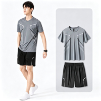 Set Olahraga & Hiking Cetak Grosir, Cepat Kering, Bernapas, Celana Pendek Lari, Baju Olahraga, Pakaian Rumah Musim Panas