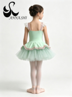 Robe de tutu de ballet vert menthe avec broderie florale, costume de performance de ballet pour enfants pour spectacle sur scène, concours