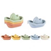 5 PCS Mainan Perahu Tumpuk Plastik PP Ramah Lingkungan, Mainan Mandi Anak, Mainan Air, Semprotan Tekan, MY TOYS Desain Unik untuk Bayi