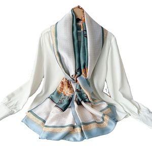 Spring New Style Fashion Design Chinese Style Soft <strong>Silk</strong> <strong>Scarf</strong> <strong>Women</strong> Evening Dress Shawls Elegant Flower Printed Satin ScarfHijab - Product Image 1