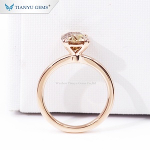 เครื่องประดับ Tianyu 14K 18K สีโรสโกลด์ขนาด7*8มม. หมอนอิงตัดเพชรโมอิสแชมเปญแหวนหมั้น - Product Image 4