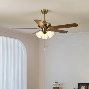 <b>Vintage</b> Style Ceiling Fan With Wood Blades And Led Light For Living Room And Dining Room - Product Image 2