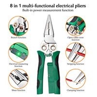 Pince multifonctionnelle en acier 8-en-1 avec surface de mâchoire dentée à prise souple pour couper, dénuder les fils, mesurer et pincer
