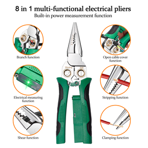 <span class=keywords><strong>Pince</strong></span> multifonctionnelle en acier 8-en-1 avec surface de mâchoire dentée à prise souple pour couper, dénuder les fils, mesurer et pincer - Product Image 2
