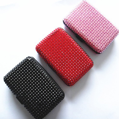 Bling Rhinestone Credit Card Wallet Aluminum Metal Wallet