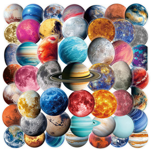 50 Piezas <span class=keywords><strong>de</strong></span> Pegatinas Decorativas Transparentes con Diseño <span class=keywords><strong>de</strong></span> Planetas y Estrellas para Libros, Botellas, Decoración, Regalo <span class=keywords><strong>de</strong></span> Astronomía - Product Image 1