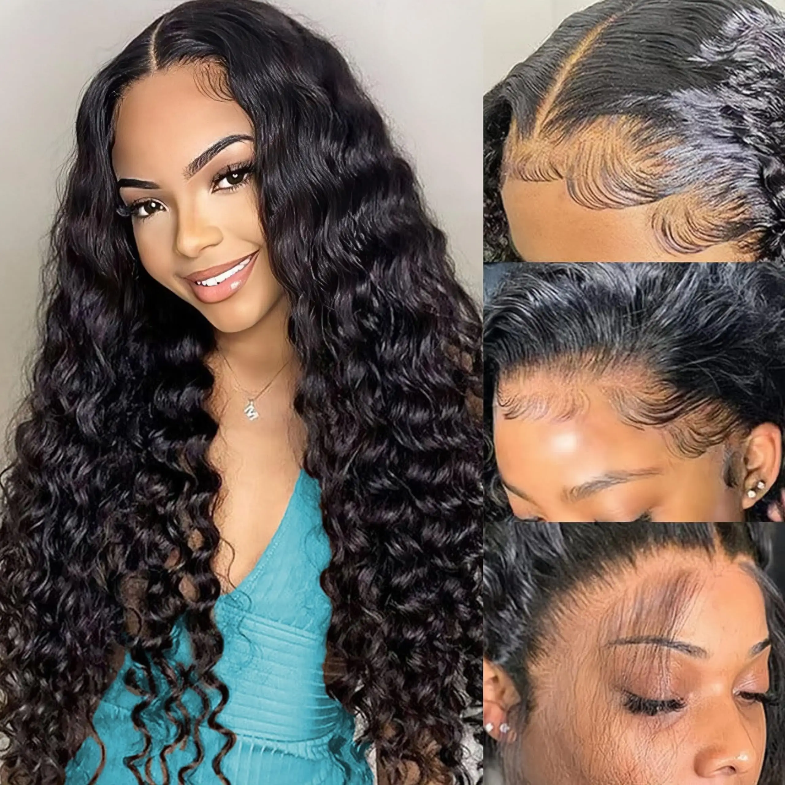 Natural wig Deep wave cuticle aligned brazilian virgin perruque glueless raw vietnamese hair hd lace front wigs for black women