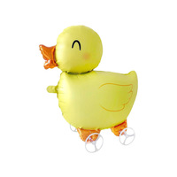 Ballons en aluminium sur pied, nouveau style, animaux de dessin animé et extraterrestres, avec roues et lumière blanc chaud, pour fêtes d'anniversaire d'enfants et décoration d'événements
