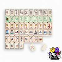 Tuiles de Mahjong Américaines Patriotiques Blanches en Acrylique Mono-couche, Thème 250e Anniversaire de la Déclaration d'Indépendance, Ensemble de Mahjong Américain
