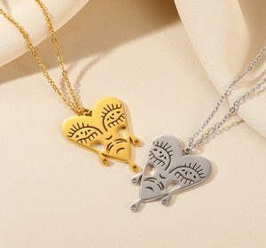 Collana con Ciondolo a Cuore Cavo in Titanio 316L all'Ingrosso per Donna Uomo Amante, Gioielli Anti-Appannamento - Product Image 3