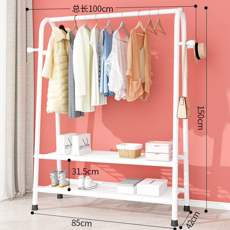 100CM - สีขาว [ตะขอแขวนเสื้อผ้าตาข่ายสองชั้น]