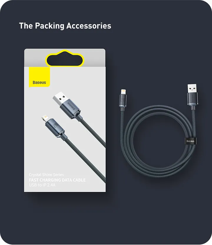 Crystal Shine Series Fast Charging Data Cable USB to iP 2.4A