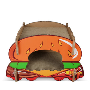 Rascador de gato de cartón corrugado con forma de hamburguesa de 1,5 kg duradero y cama con embalaje de caja de diseño divertido - Product Image 6